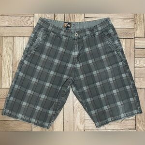 Vintage Volcom Men's Plaid Shorts in Gray size 34